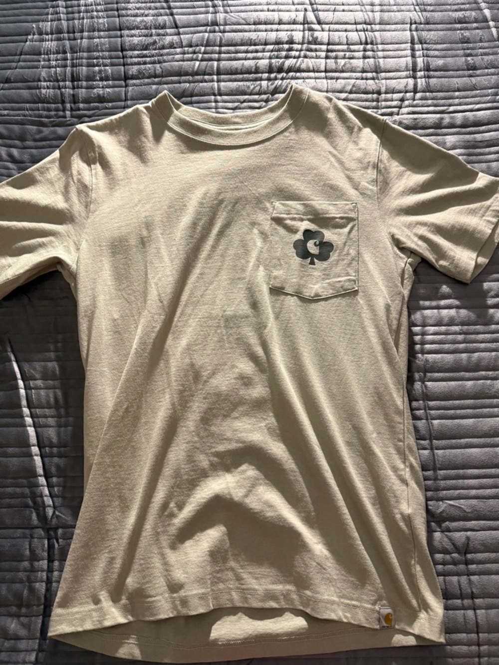 Carhartt Cream Short-Sleeve Pocket Tee with Clover Graphic